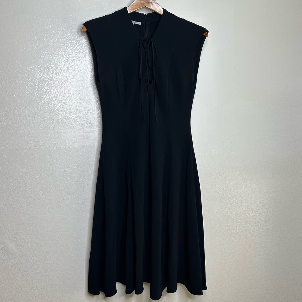 Stella McCartney Black Midi Dress with Tie Neck
